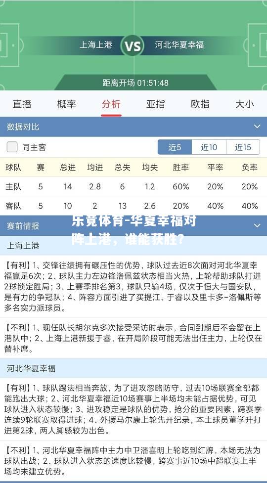 华夏幸福对阵上港，谁能获胜？